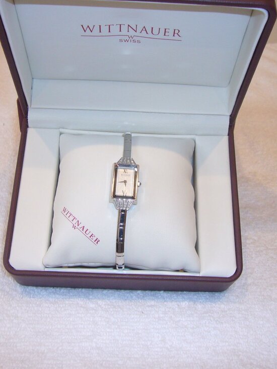 Wittnauer Rectangular Ladies A6 Diamond Accent, Sapphire Crystal Watch EXCELLENT